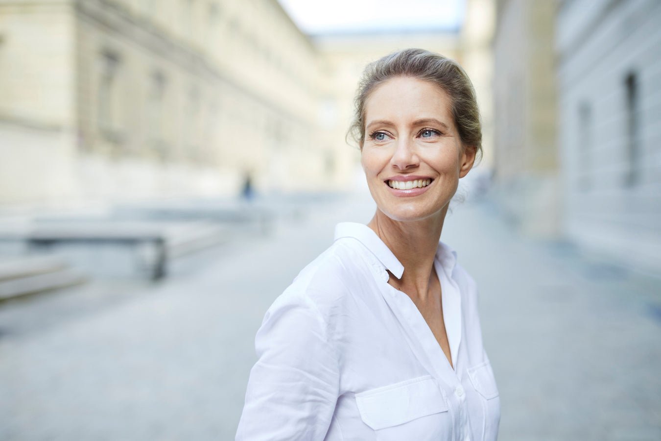 middle aged woman smiling