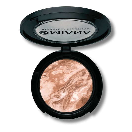 Omiana baked cream bronzer makeup compact with lid open