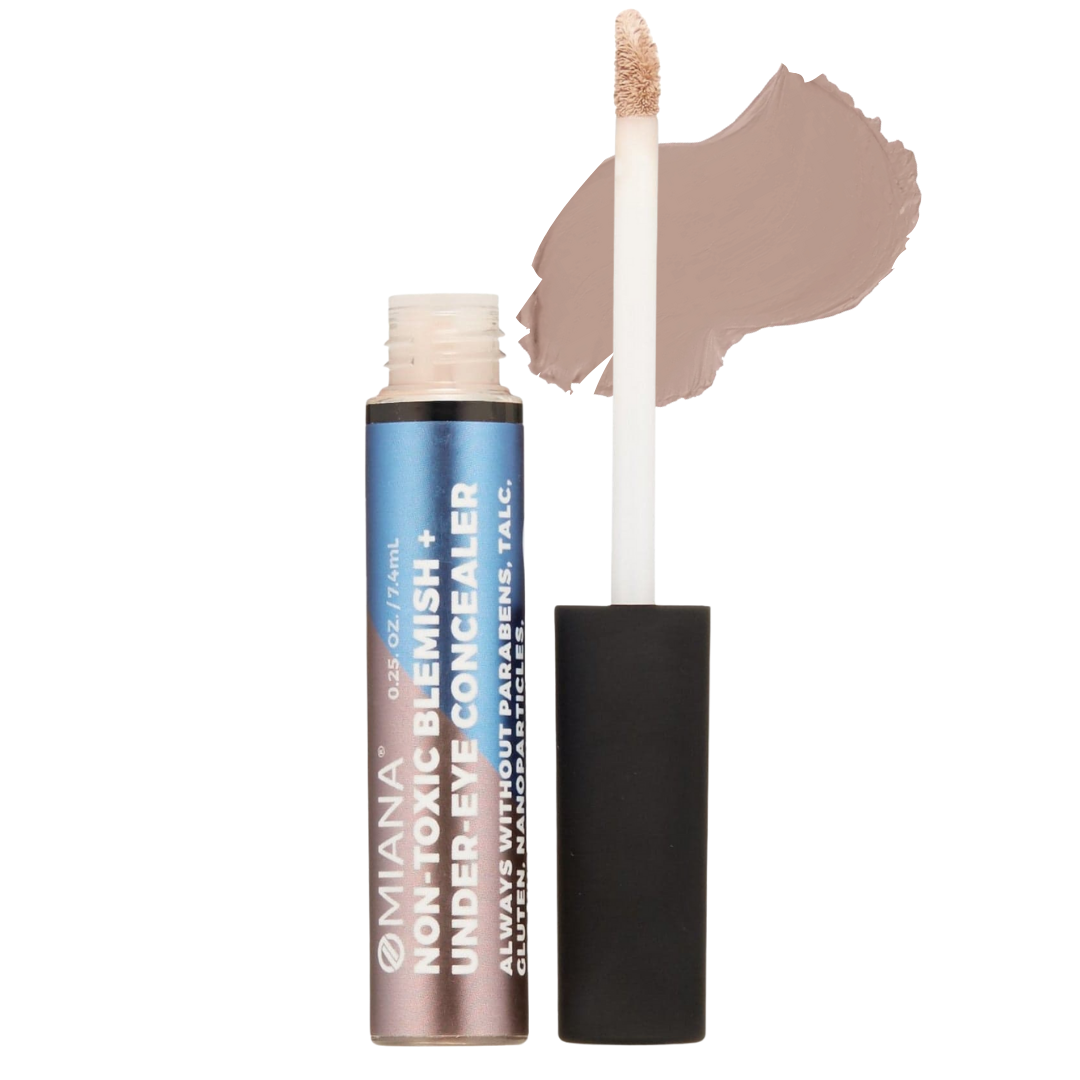 Omiana under-eye concealer with applicator on a white background