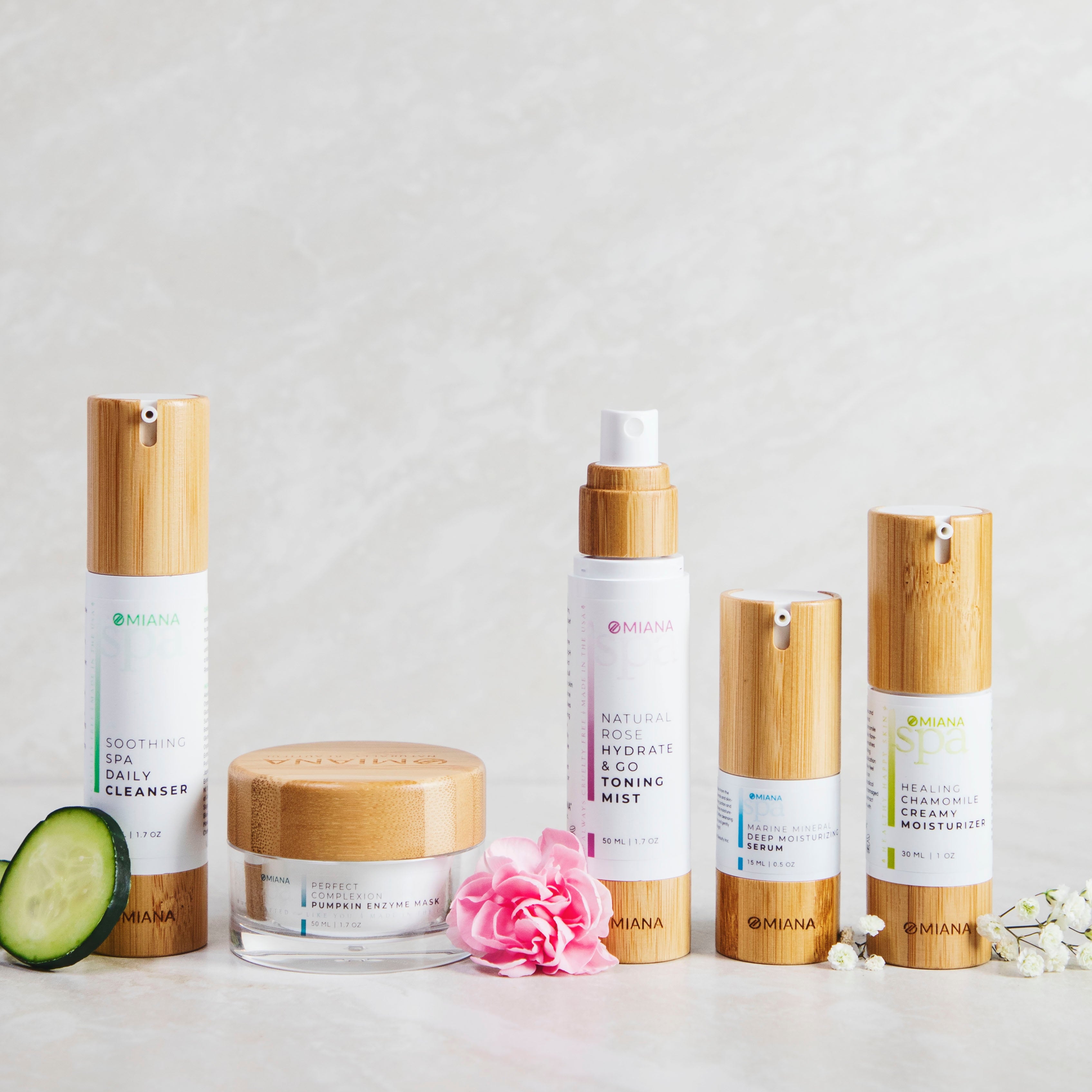 Omiana Natural Spa Skincare for Sensitive Skin Anti-Aging Spa Skincare Routine Complete Kit Bundle
