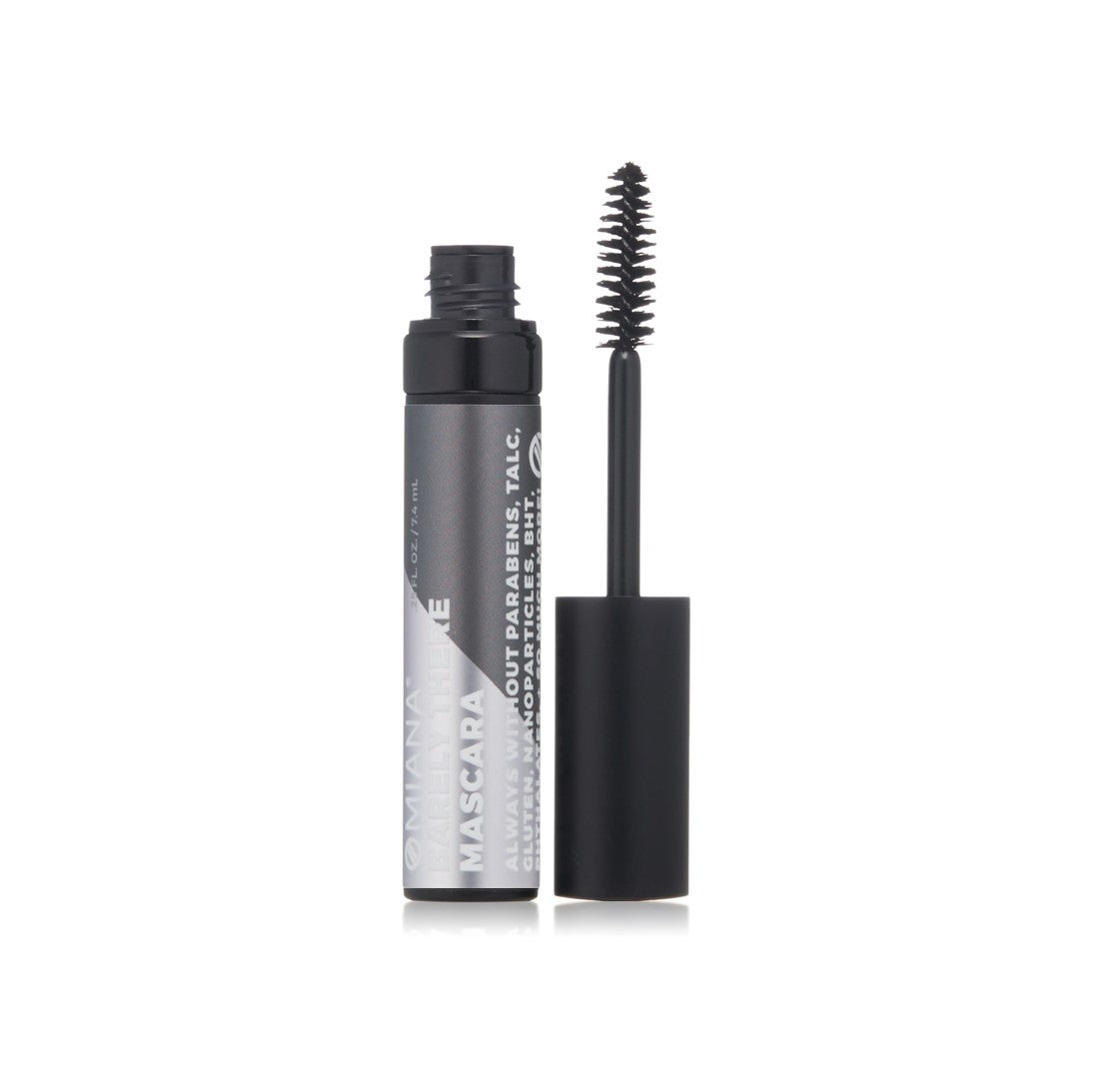 Omiana Barely There Mascara. Jet-black mineral mascara conditions the lashes with a vitamin B complex. Titanium dioxide-free. Mica free.