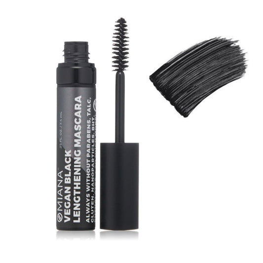 Omiana Natural Cosmetics Mascara Vegan Black Lengthening Mascara - No Mica, Titanium Dioxide, & More!